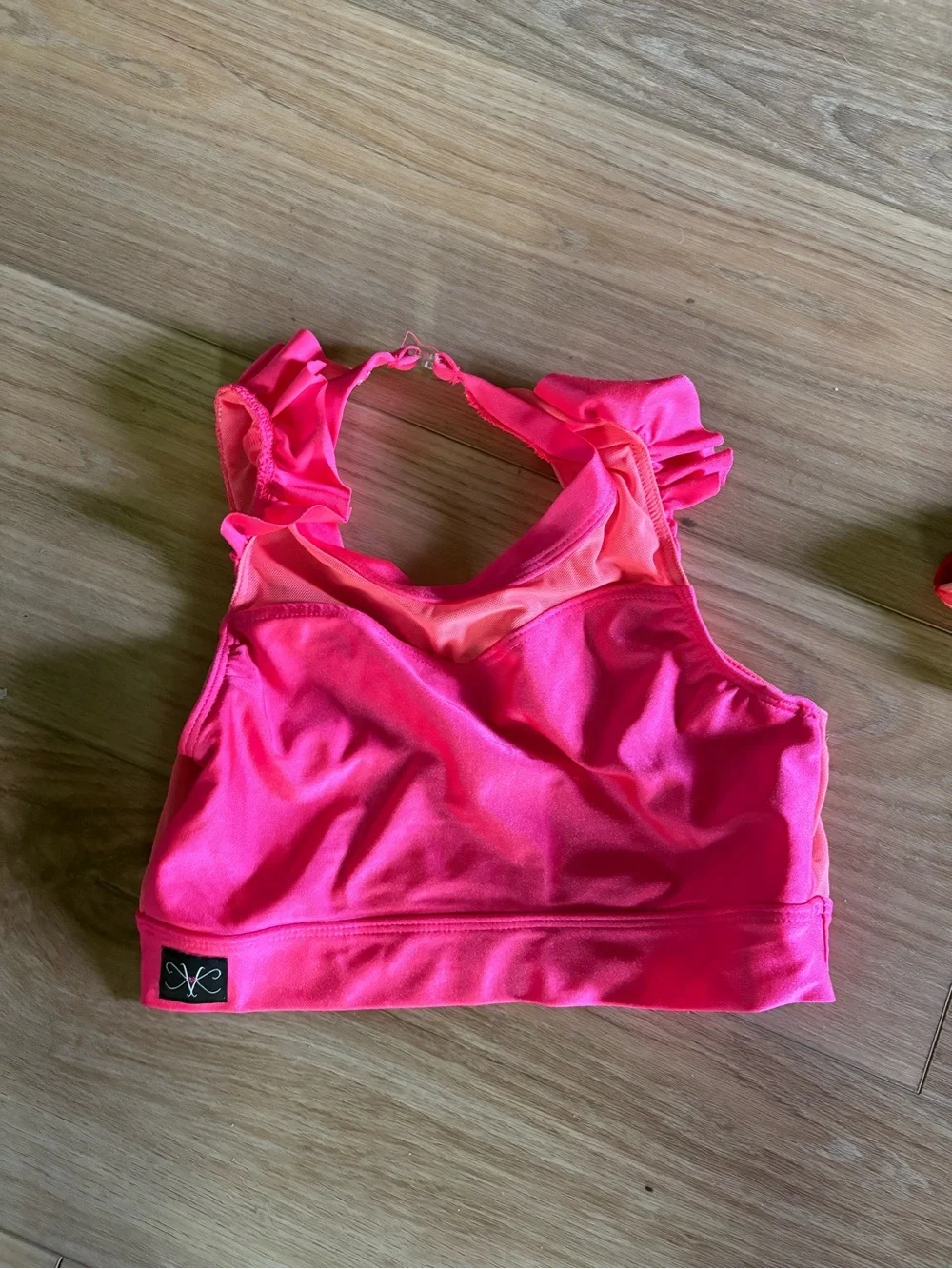 Girls' Ruffle Strap Dance Crop Top - Bright Pink